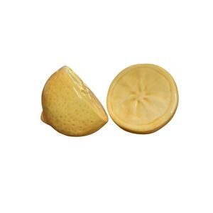 Ceramic Lemon Halves Yellow Salt And Pepper Shaker Set NIB